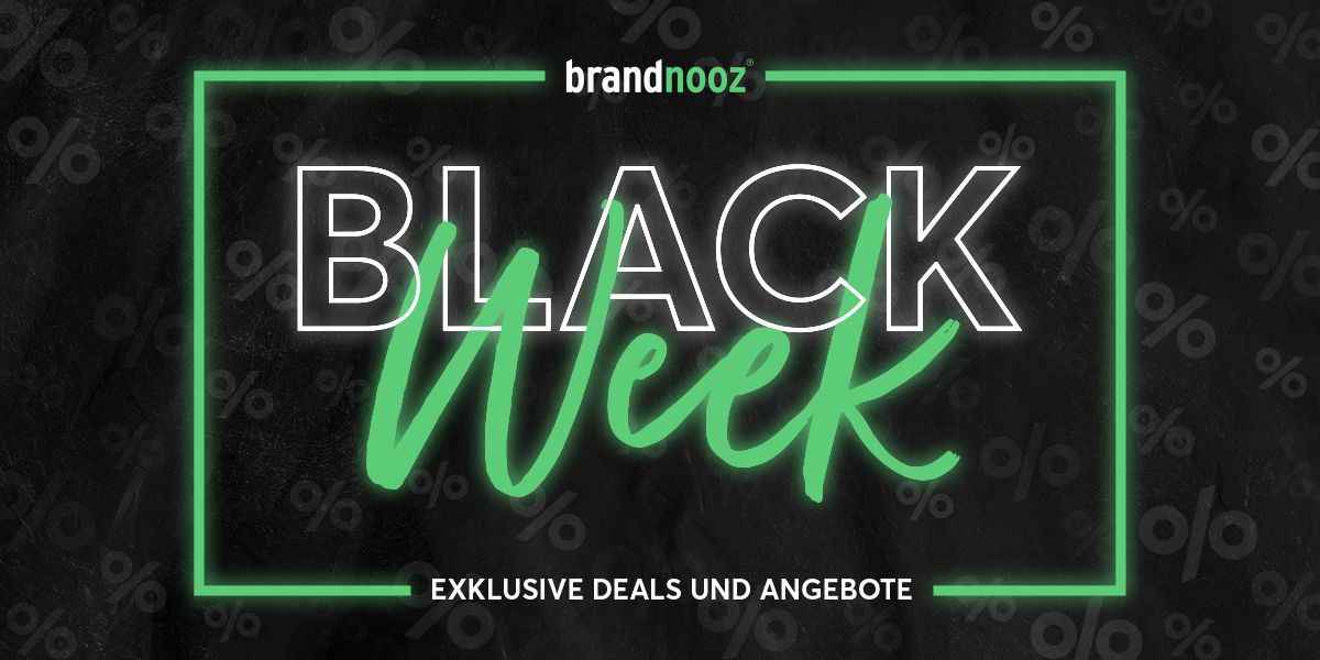 Feierstimmung in Neonpartybeleuchtung um ein zentral gelegenes Neon Schild mit der Aufschrift: "Black Week" verspricht grandiose Rabatte auf die beliebten XXL Adventskalender und Boxen